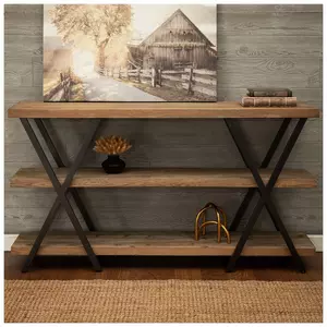 Rustic Three Tier Wood Console Table