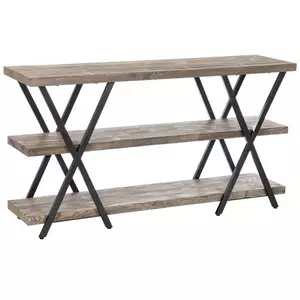 Industrial Three-Tiered Wood Shelf