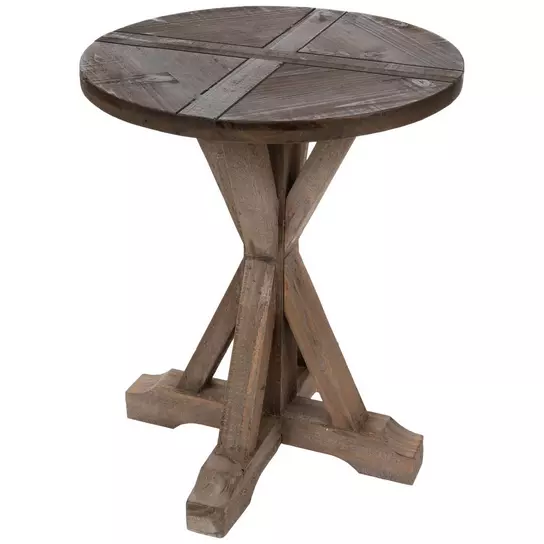 Small Wood Tall Table  Tall Medium Brown Pedestal Accent Country Style  Small Wooden End Table