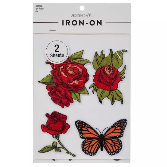 Rose & Butterfly Iron-On Patches, Hobby Lobby