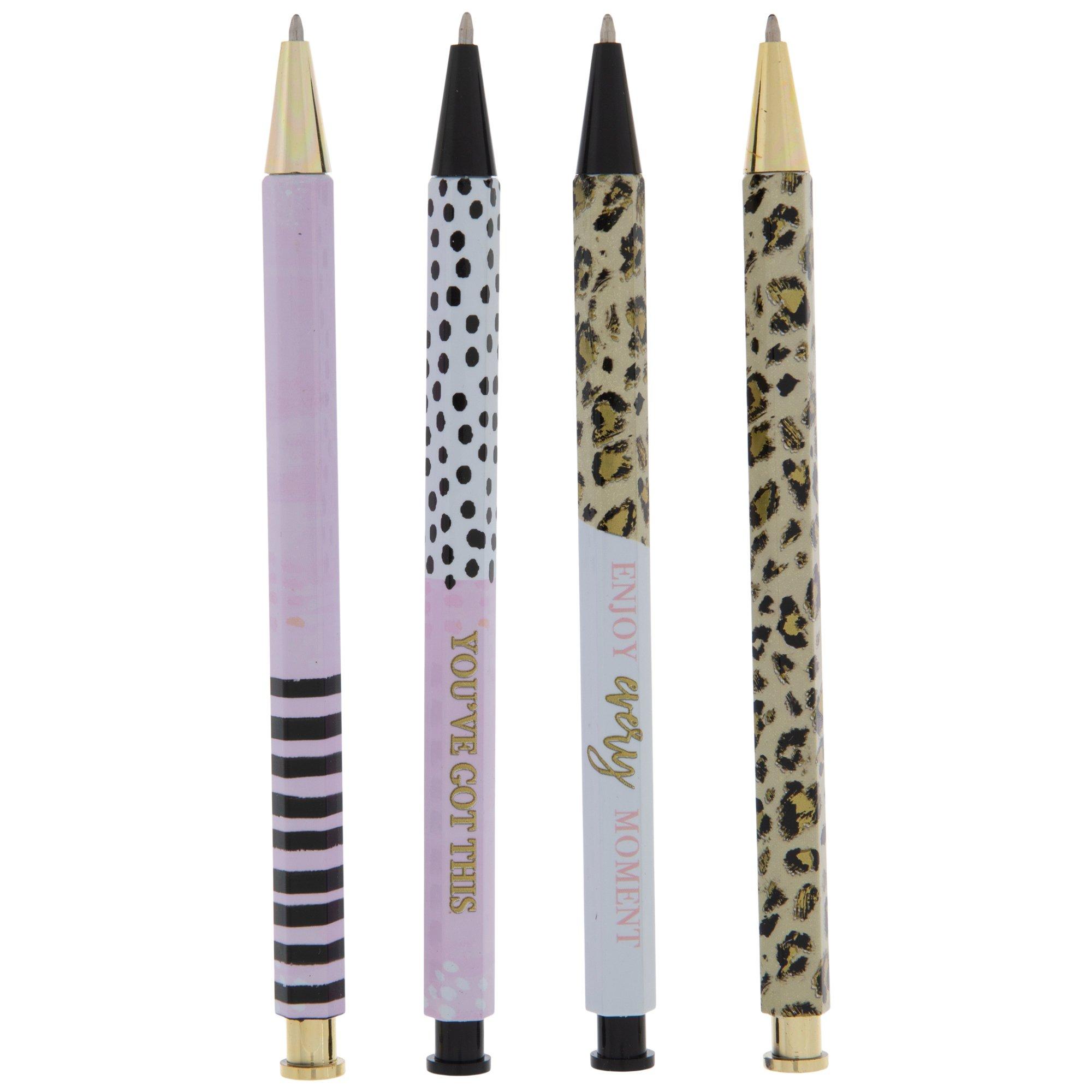 Leopard Weekday Swear Word Glitter Metal Pens - 7 pieces - Beware