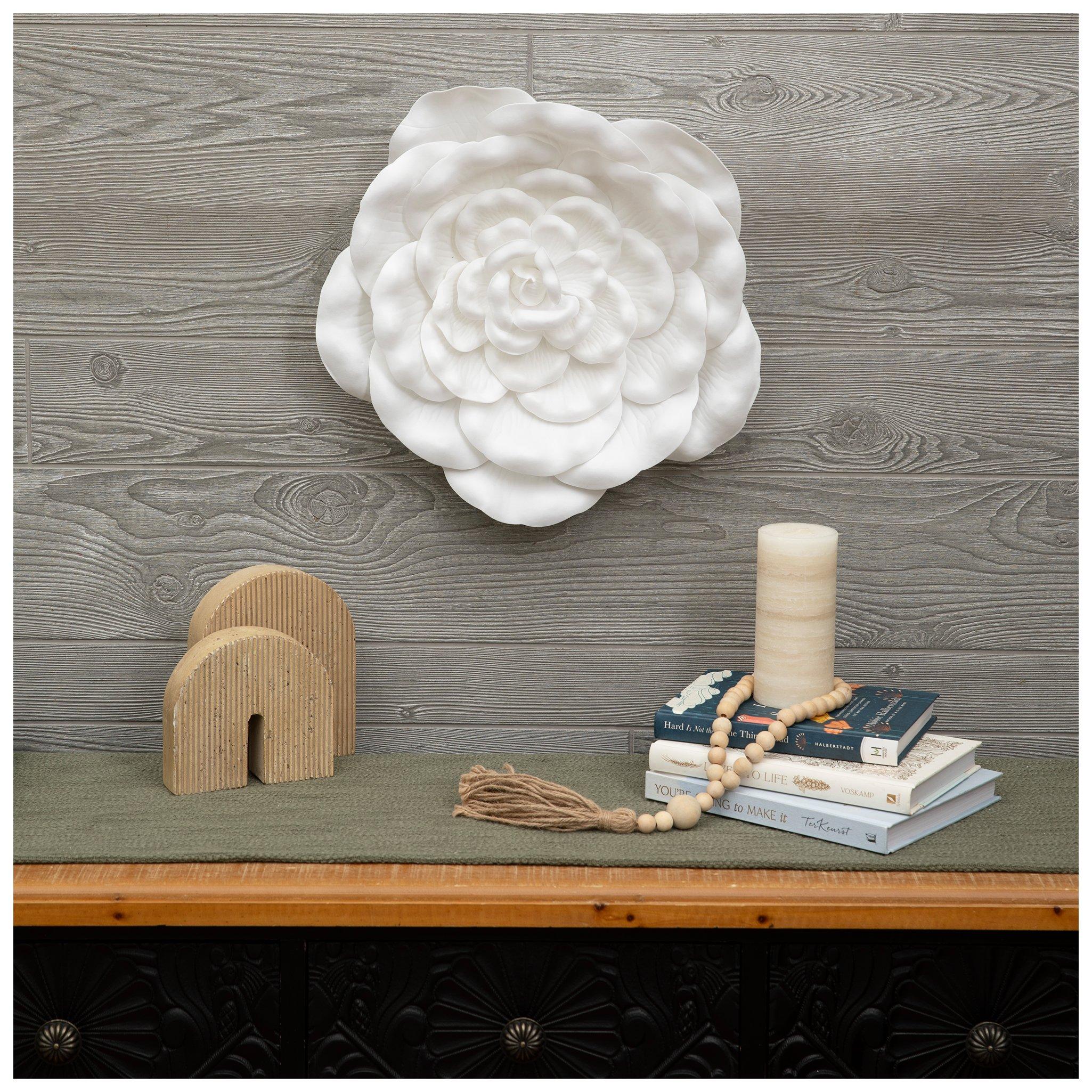 White Flower Adhesive Wall Art 16" size view 1