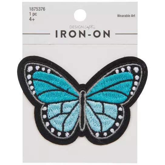 Blue Butterfly Embroidered Patch — Iron On – Paddy's Patches