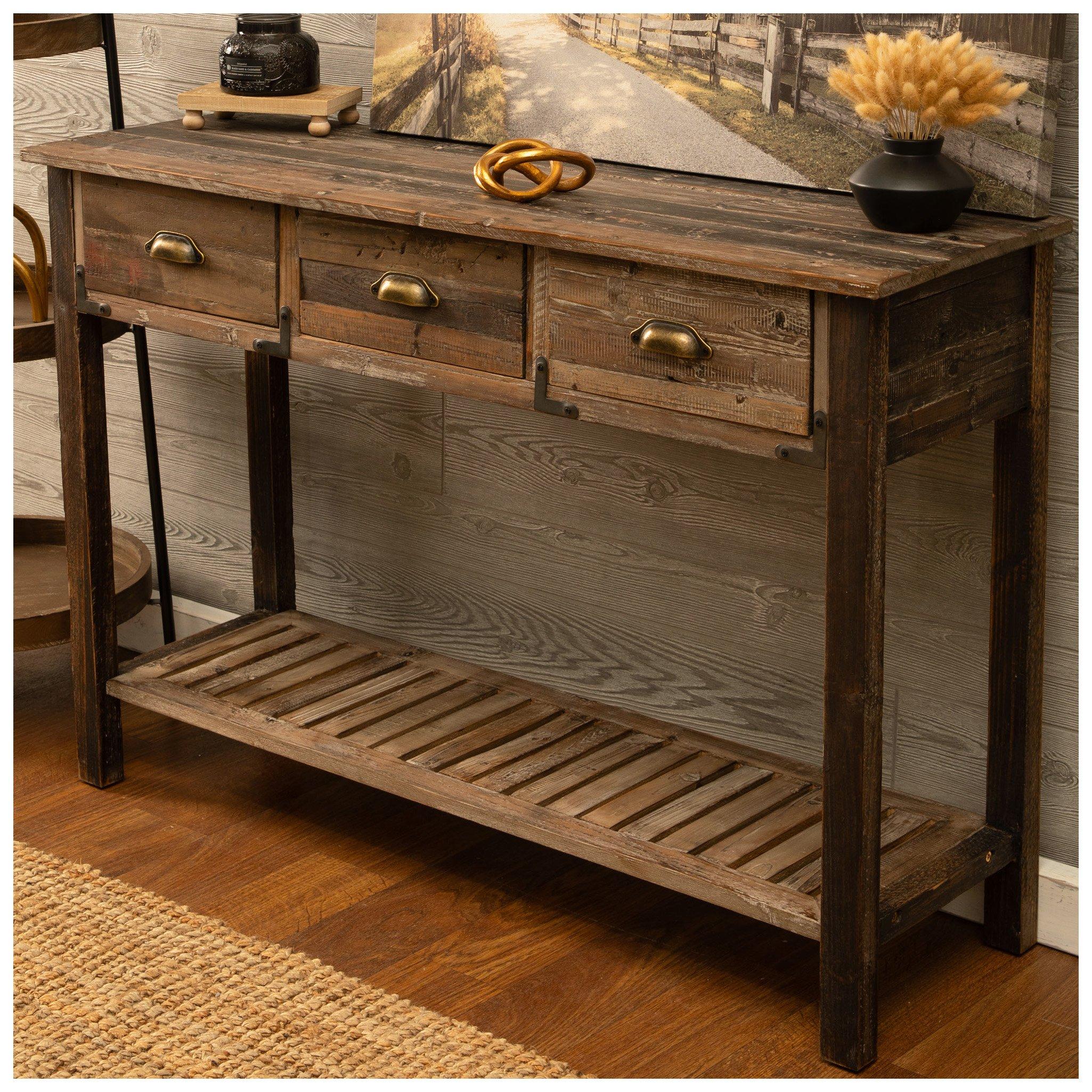 Farmhouse Wood Slat Console Table With Storage Hobby Lobby 1878057