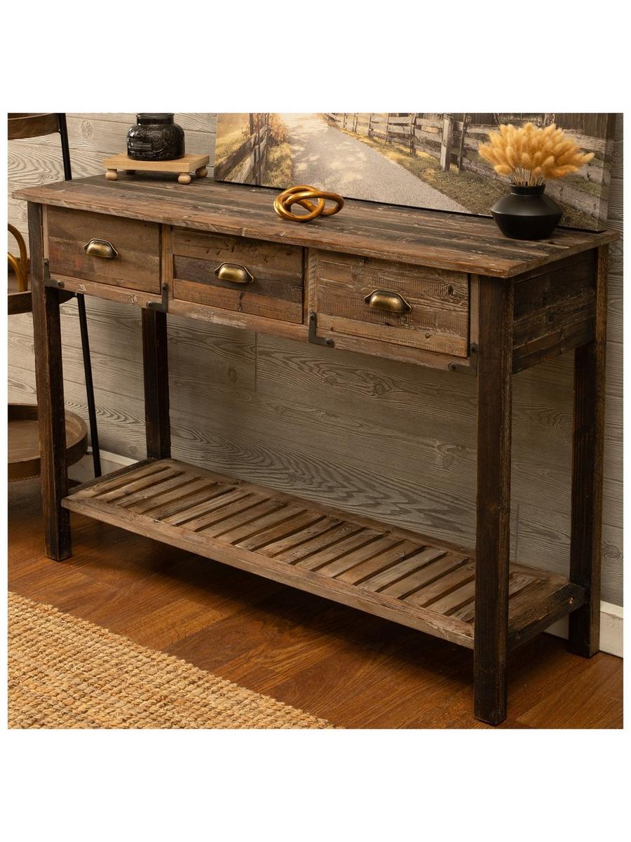 Farmhouse Wood Slat Console Table With Storage | Hobby Lobby | 1878057, image size:900x1200