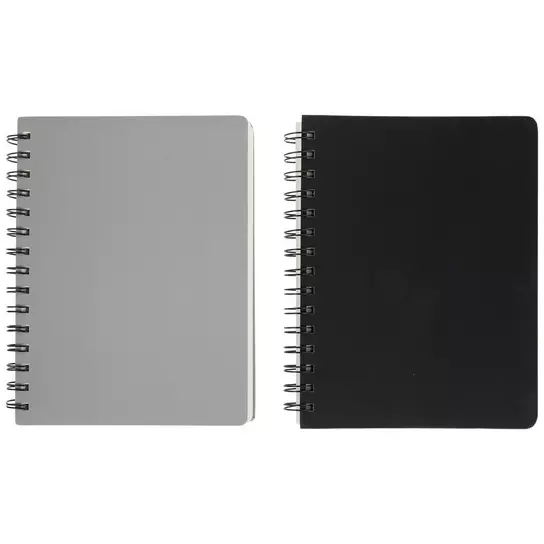 Wire bound or spiral bound sketchbook made from grey board