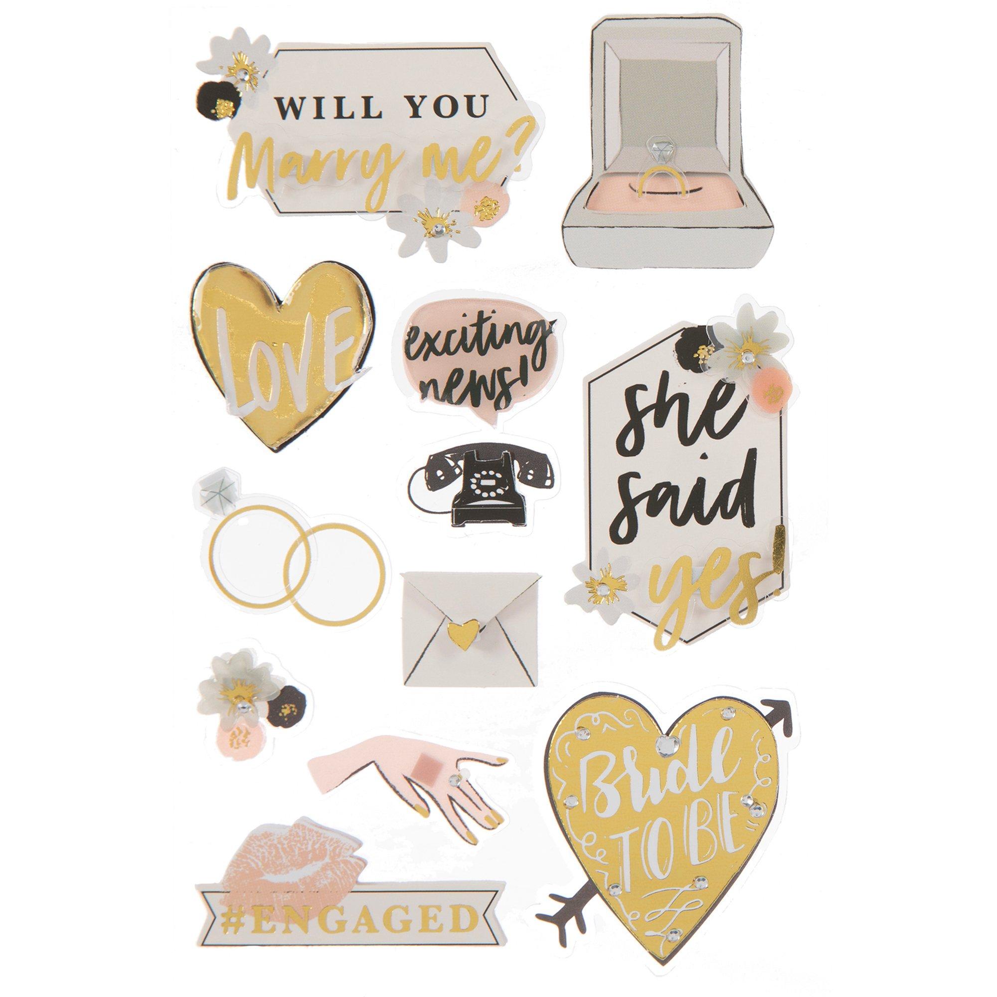 Engaged Foil 3D Stickers Hobby Lobby 1884246
