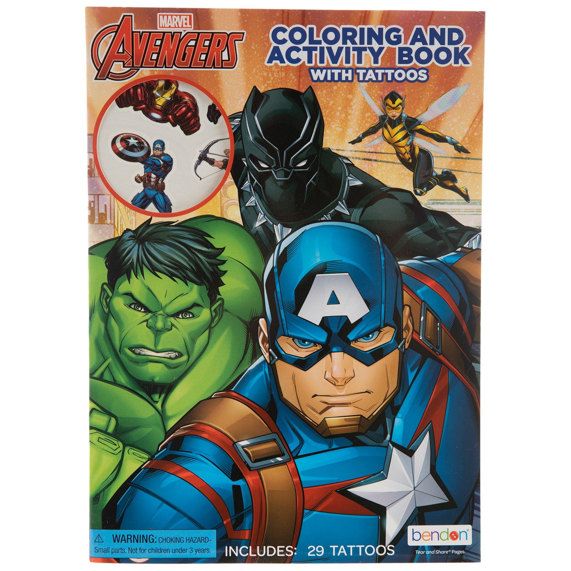 Marvel AVENGERS Coloring & Activity Book + 8 Metallic Crayons