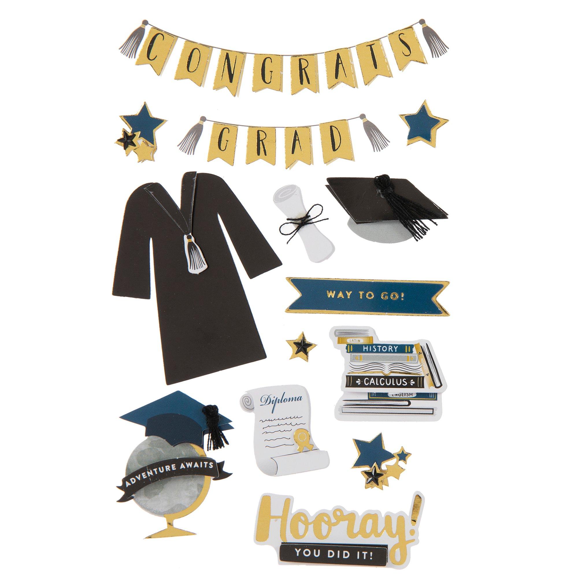 Graduation Foil 3D Stickers Hobby Lobby 1885169