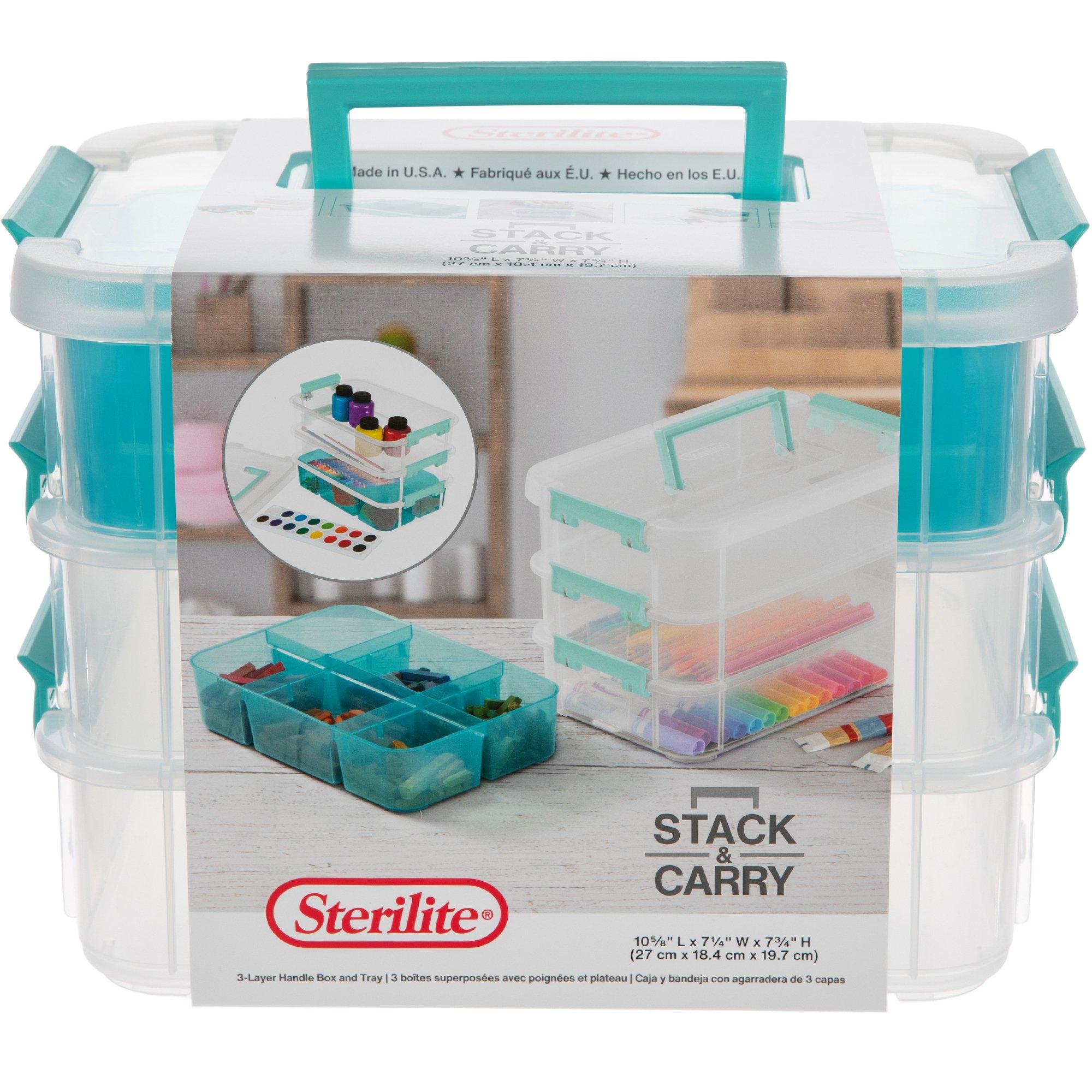 2-Tiers Stack Carry Storage Box with Handle, Transparent Stackable Storage  Bin w