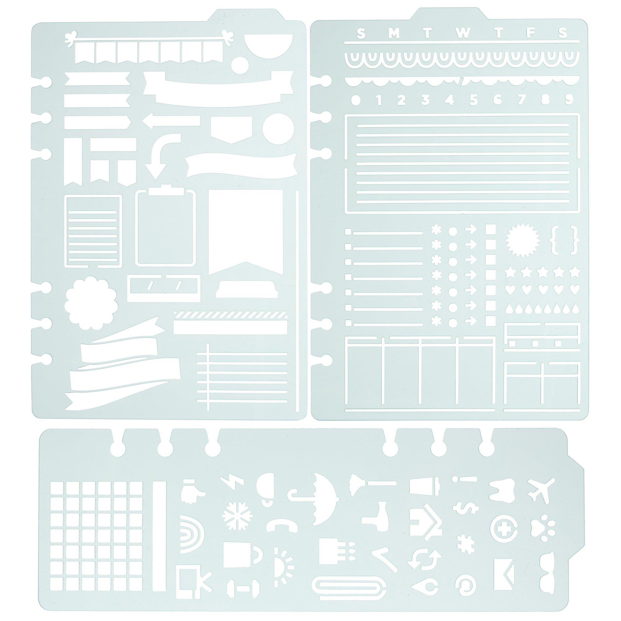 16 Piece Journaling Stencils, Planner Stencils