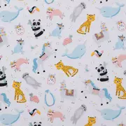 Pastel Animals & Flowers Flannel Fabric