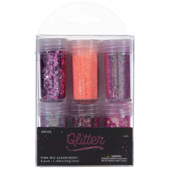 TORC 6 oz Pink Fine Glitter Set, Iridescent Pink Hot Pink Fine Glitter for  Re