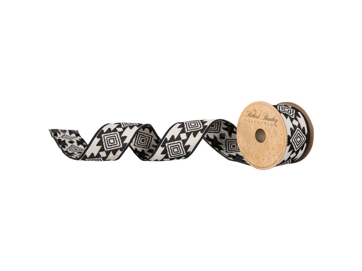 ROBIです♡ Black & White Aztec Wired Edge Ribbon - 2 1/2
