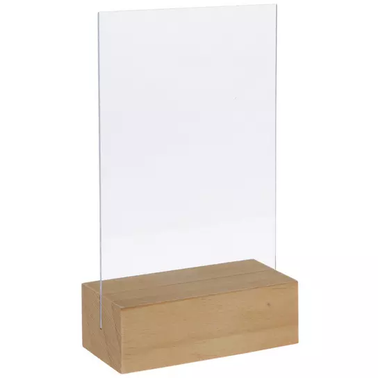 Lit Simple Wood Sign Holder, Illuminated Wood Display Sign, Table