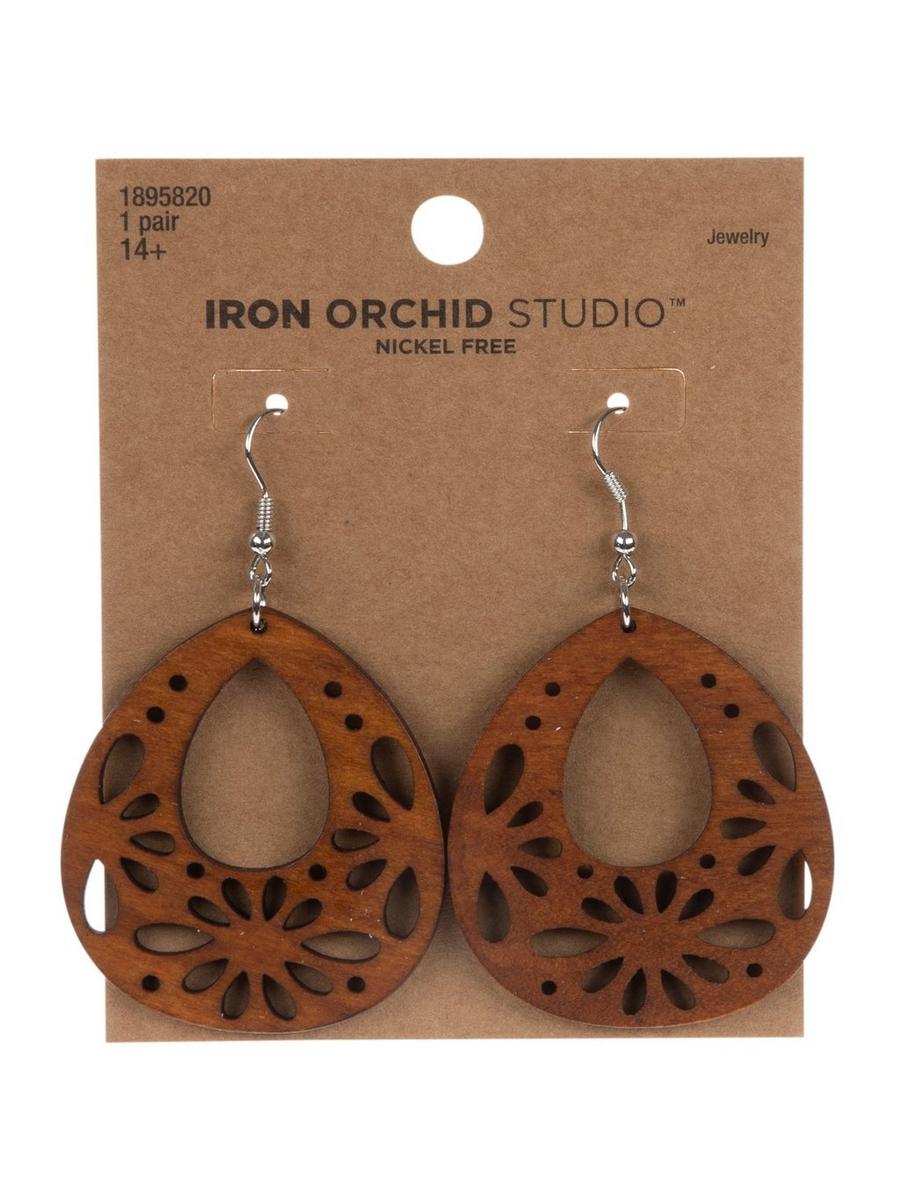 Bohemian Clip-on Earrings - 3 Inch Long Wood Teardrop Hoops With Silver Clip (Assorted Colors)