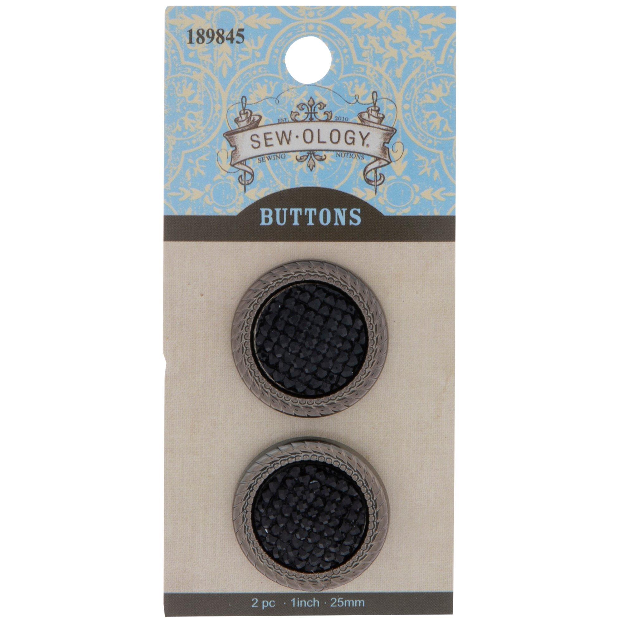 Black Rhinestone Round Shank Buttons - 25mm | Hobby Lobby | 189845