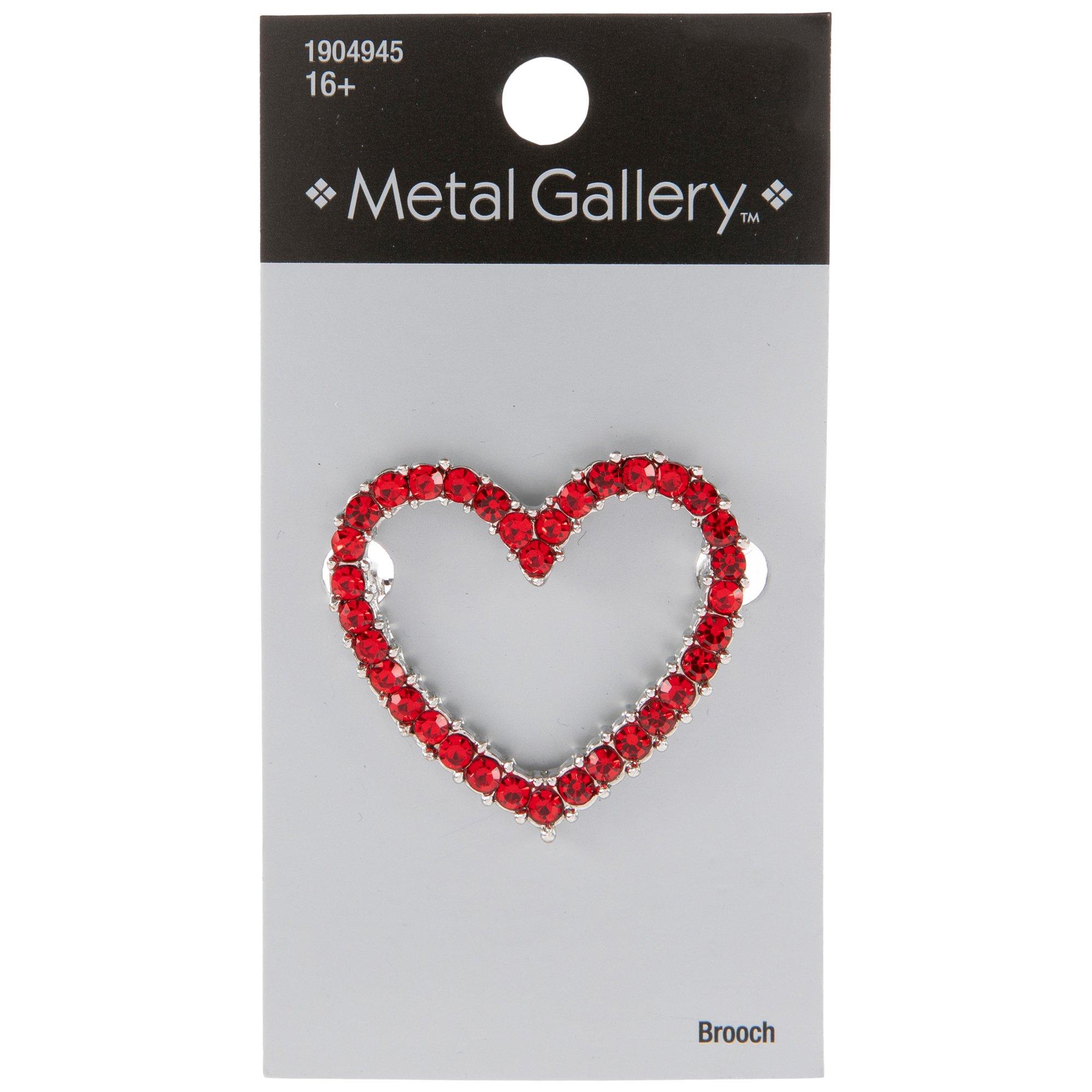 Rhinestone Red Heart Pin