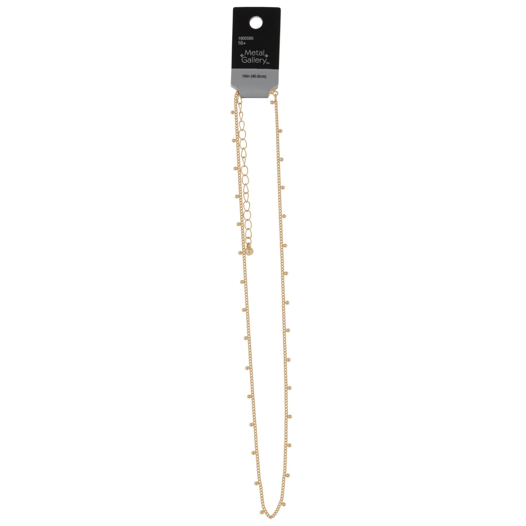 Curb Chain & Ball Necklace - 16