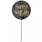 Gold Glitter Happy Birthday Cupcake Toppers