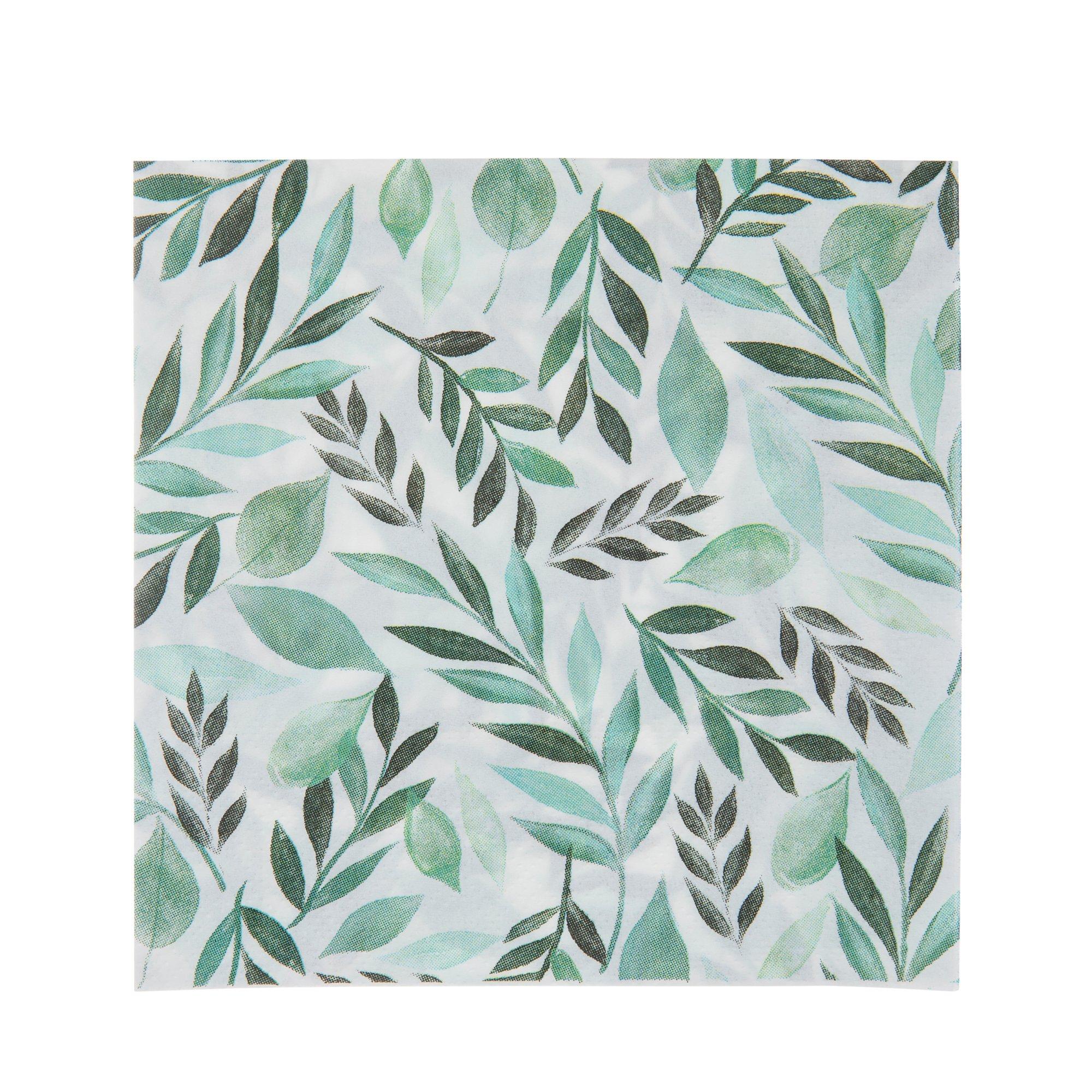 Watercolor Greenery Cloth Napkins, Set of 4 or 2 Napkins