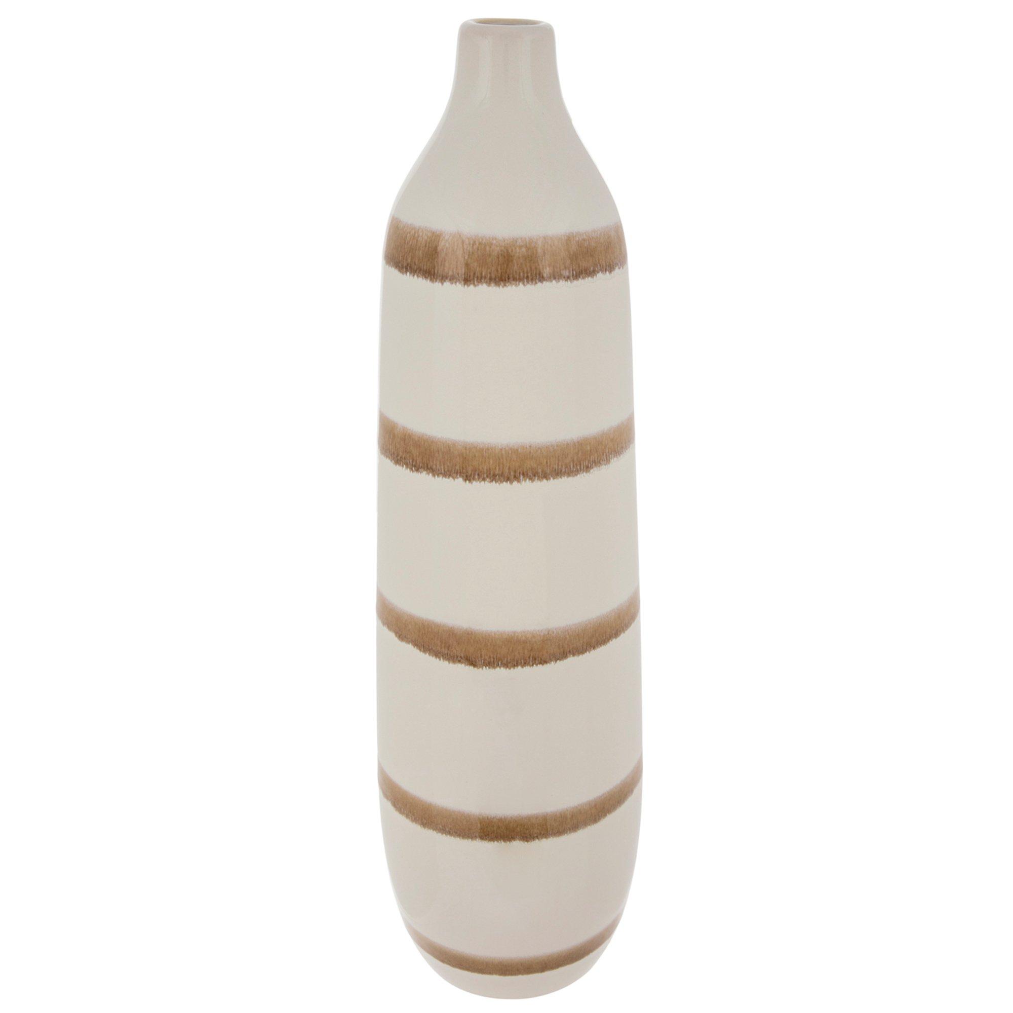 White & Brown Striped Vase Hobby Lobby 1908607