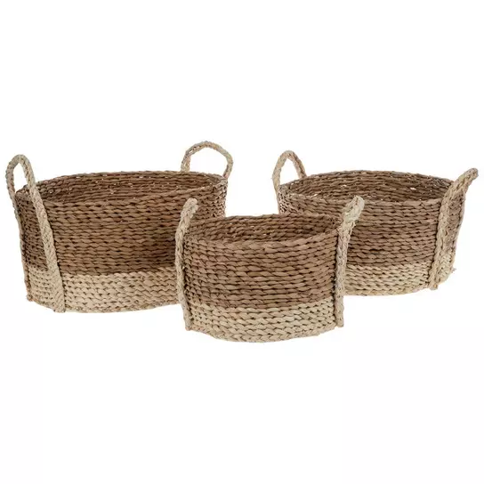 Natural & Brown Round Woven Basket Set | Hobby Lobby | 1910082