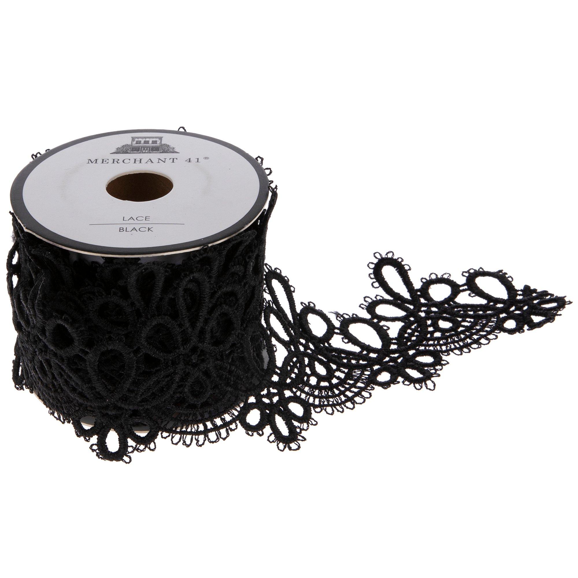 Black Embroidered Lace Ribbon  Embroidered Lace Trim Black