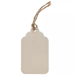 Large Scalloped White Tags with String
