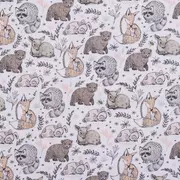 Pink Woodland Animals Flannel Fabric