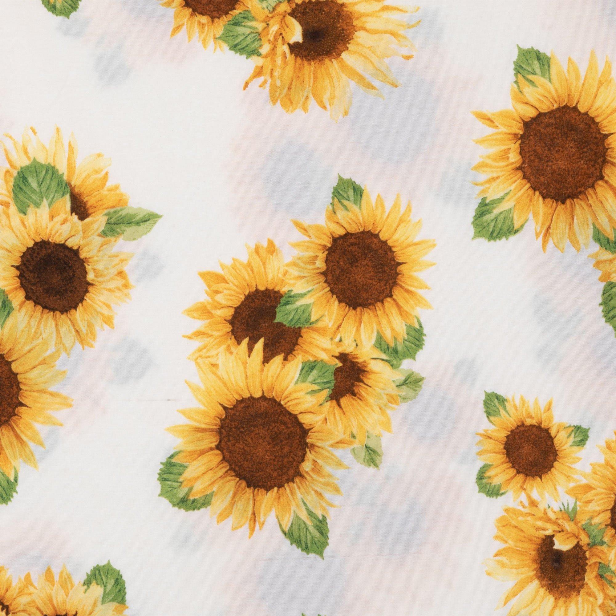 Sunflower Fabric 2 Yard x 44 Yellow, Green, Brown