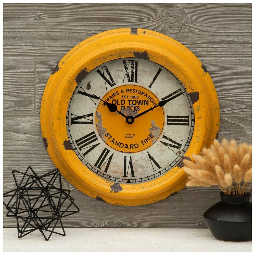 Antique Yellow Metal Wall Clock