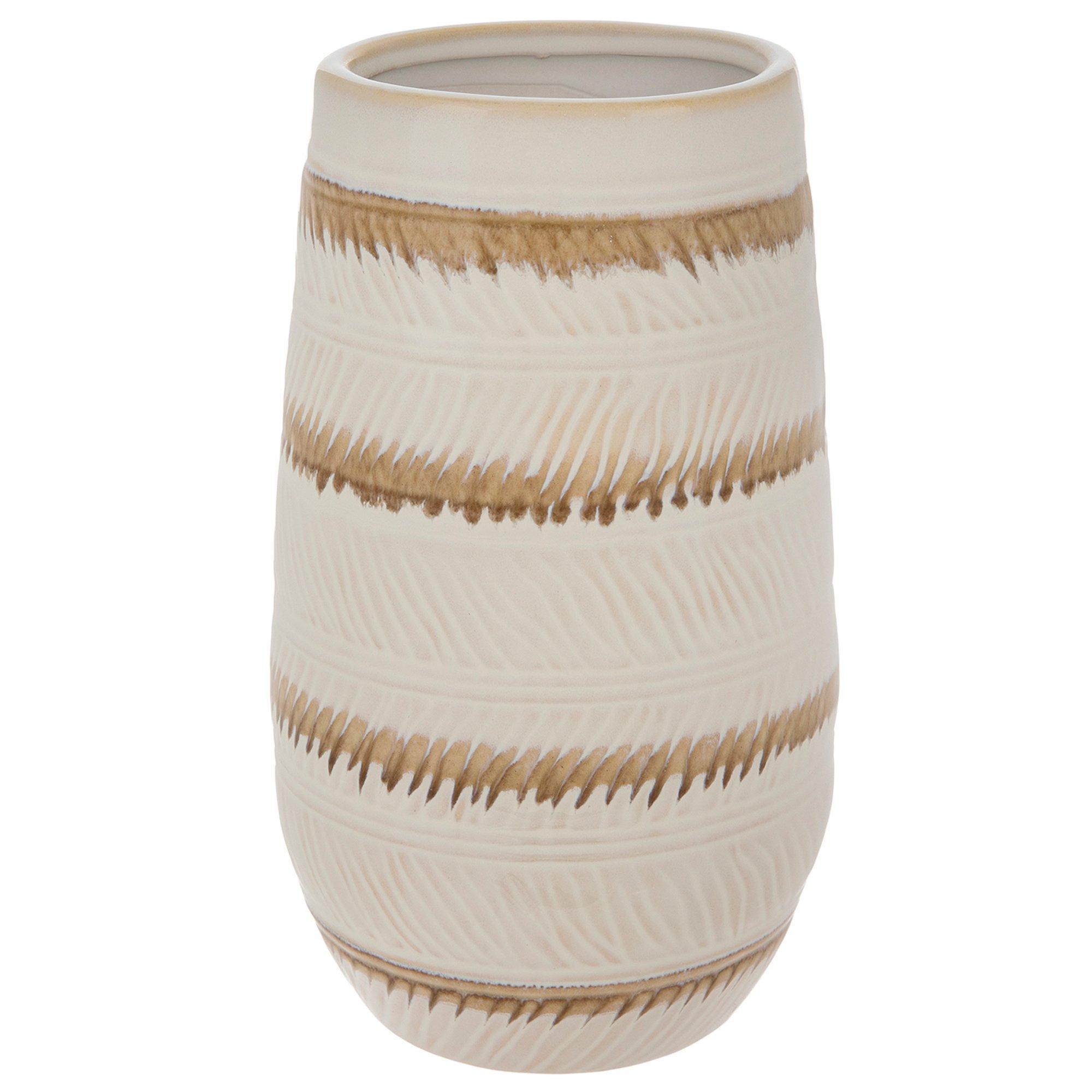 Cream & Brown Feather Striped Vase | Hobby Lobby | 1913276