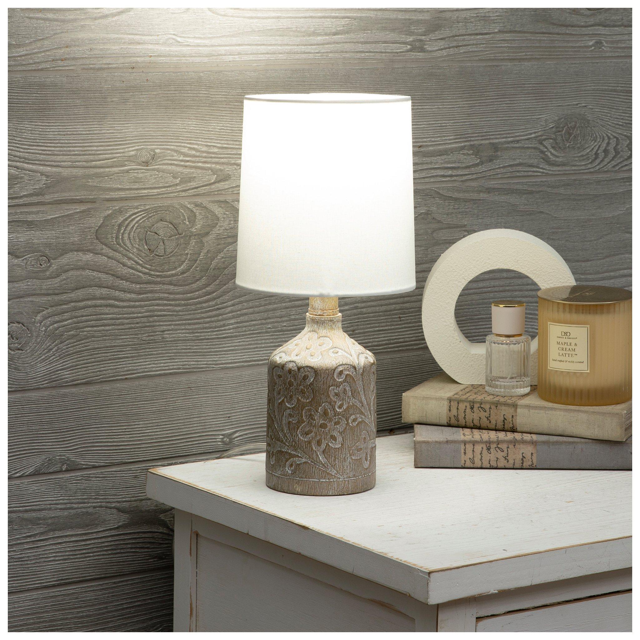 Weathered Brown Floral Lamp view 1