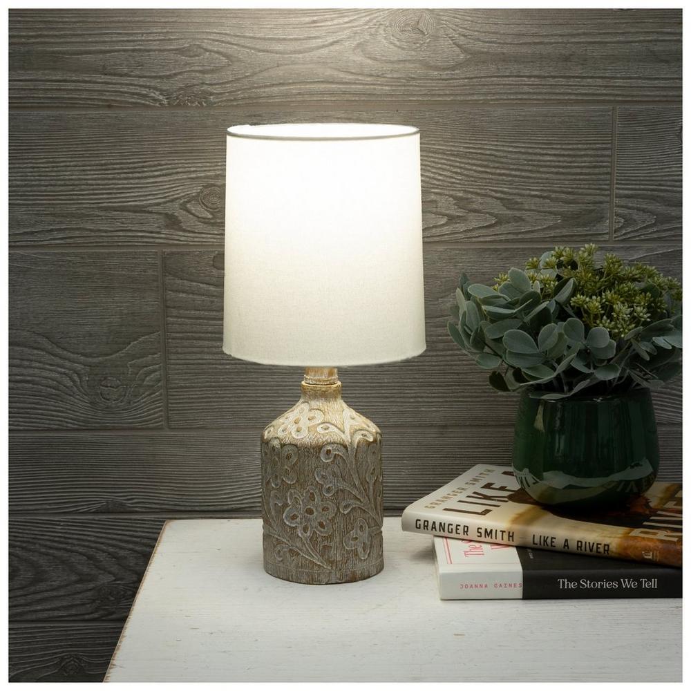Weathered Brown Floral Lamp