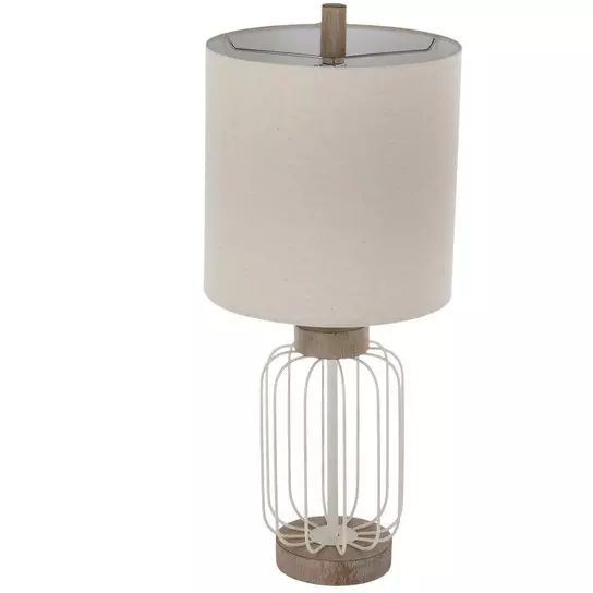 White Wire Cage Metal Lamp