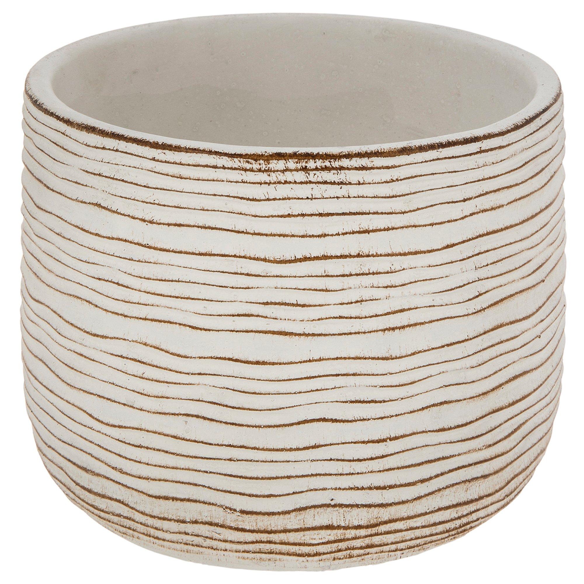 White & Tan Wavy Flower Pot Hobby Lobby 1915537