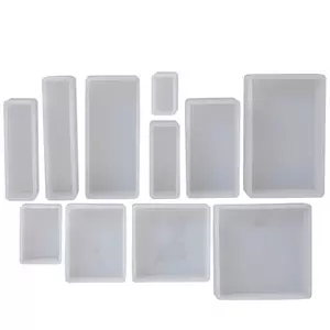 LotFancy 4Pcs Epoxy Resin Molds, Round Clear Hexagon Square Heart Shaped  Storage Box Molds