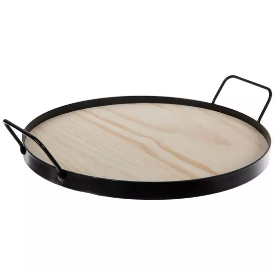 Rectangle White Wood Grain Tray With Handles