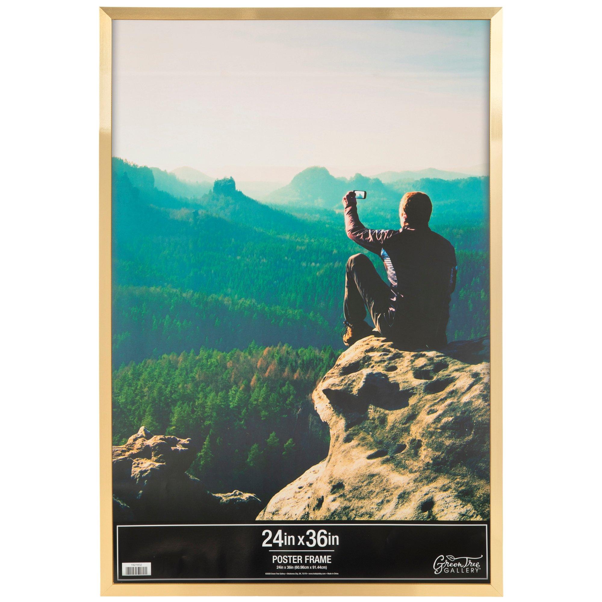 Block Wood Wall Frame gold color, 24" x 36" dimensions view 1
