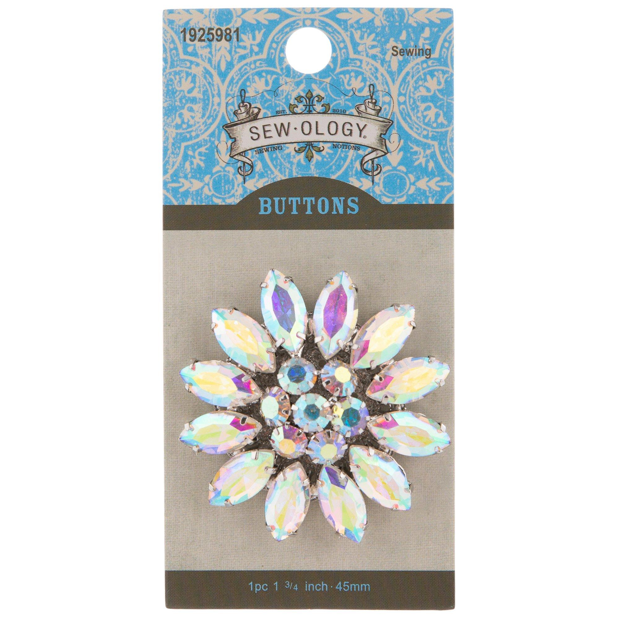 Crystal AB Floral Rhinestone Shank Button Hobby Lobby 1925981