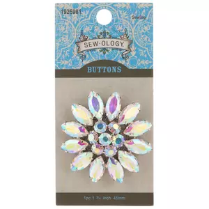 Crystal AB Floral Rhinestone Shank Button