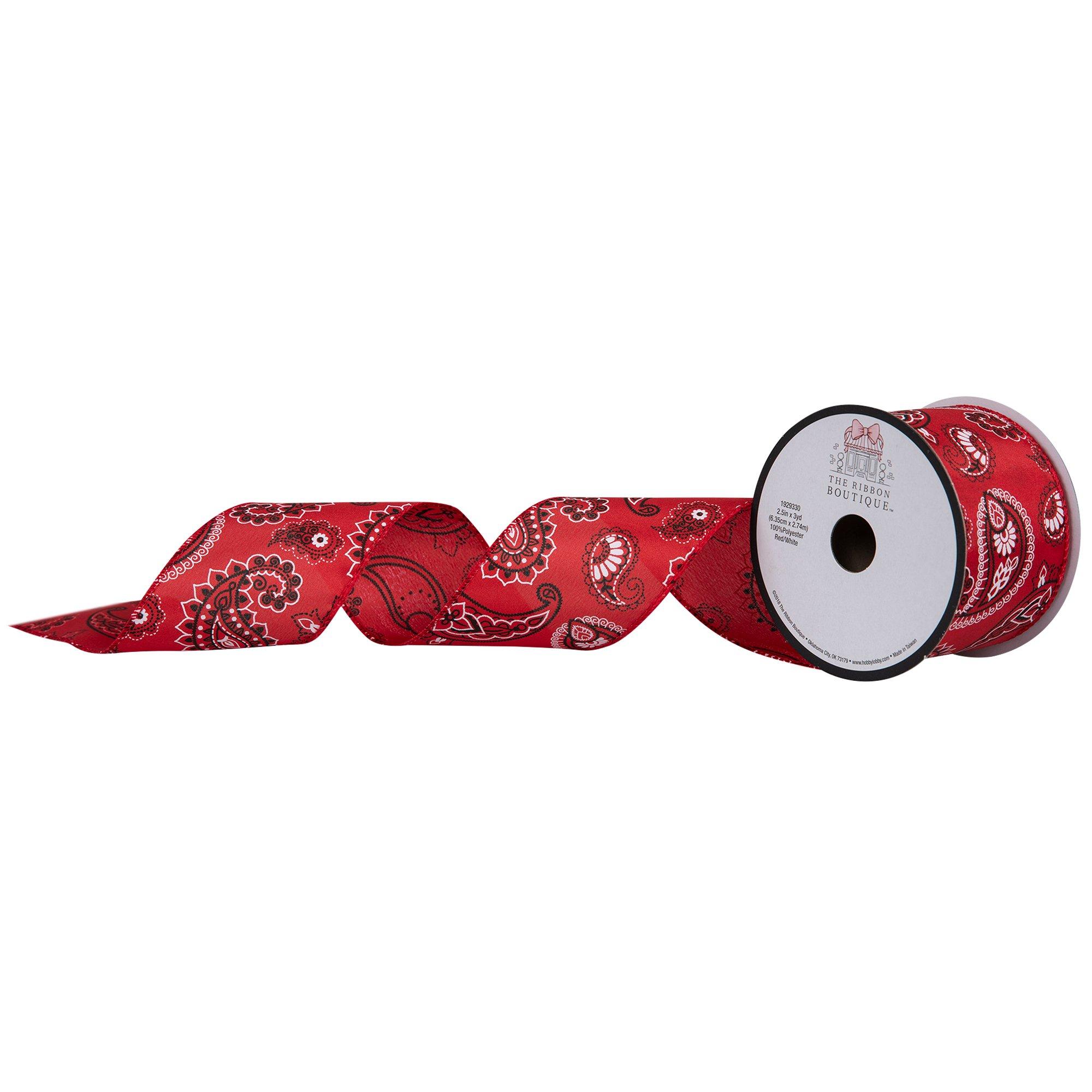 Red Bandana Satin Wired Edge Ribbon 2 1/2" Hobby Lobby 1929330