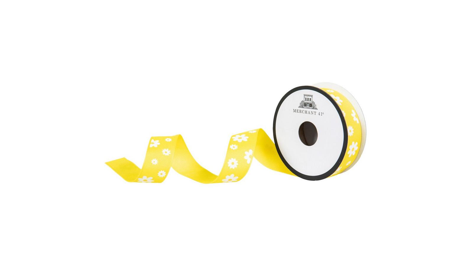 Yellow Daisy Grosgrain Ribbon - 7/8