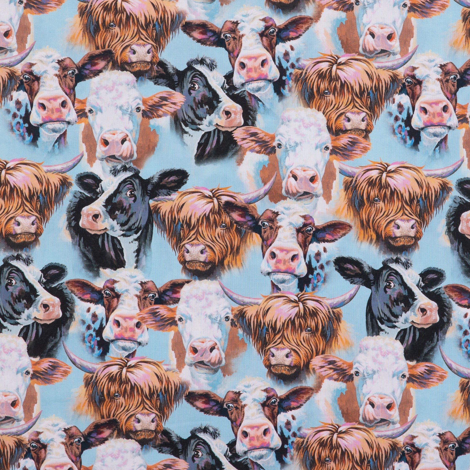 Cow Portraits Cotton Calico Fabric, Hobby Lobby