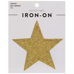 Gold Glitter Star Iron-On Patches