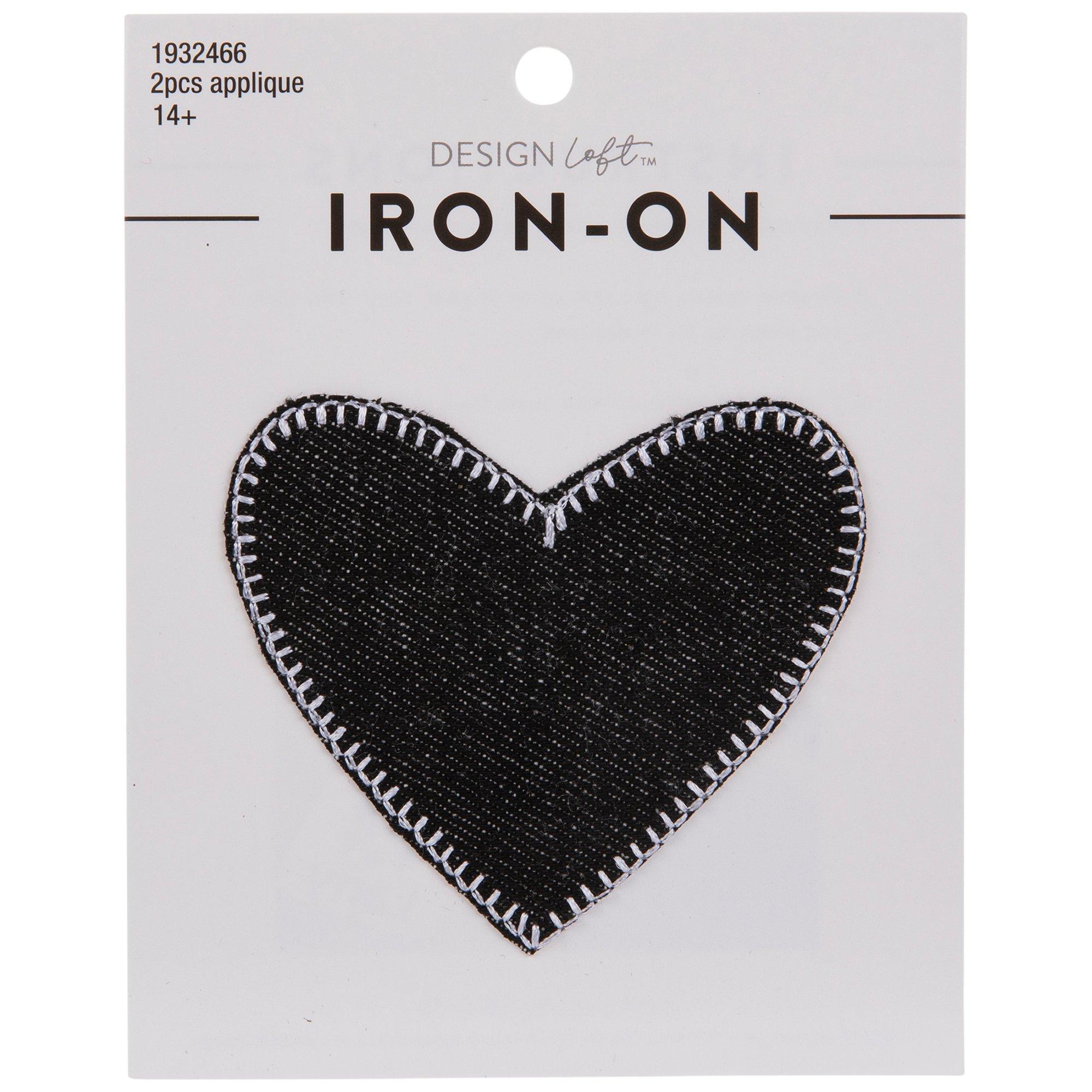 Black Denim Heart Iron-On Patches