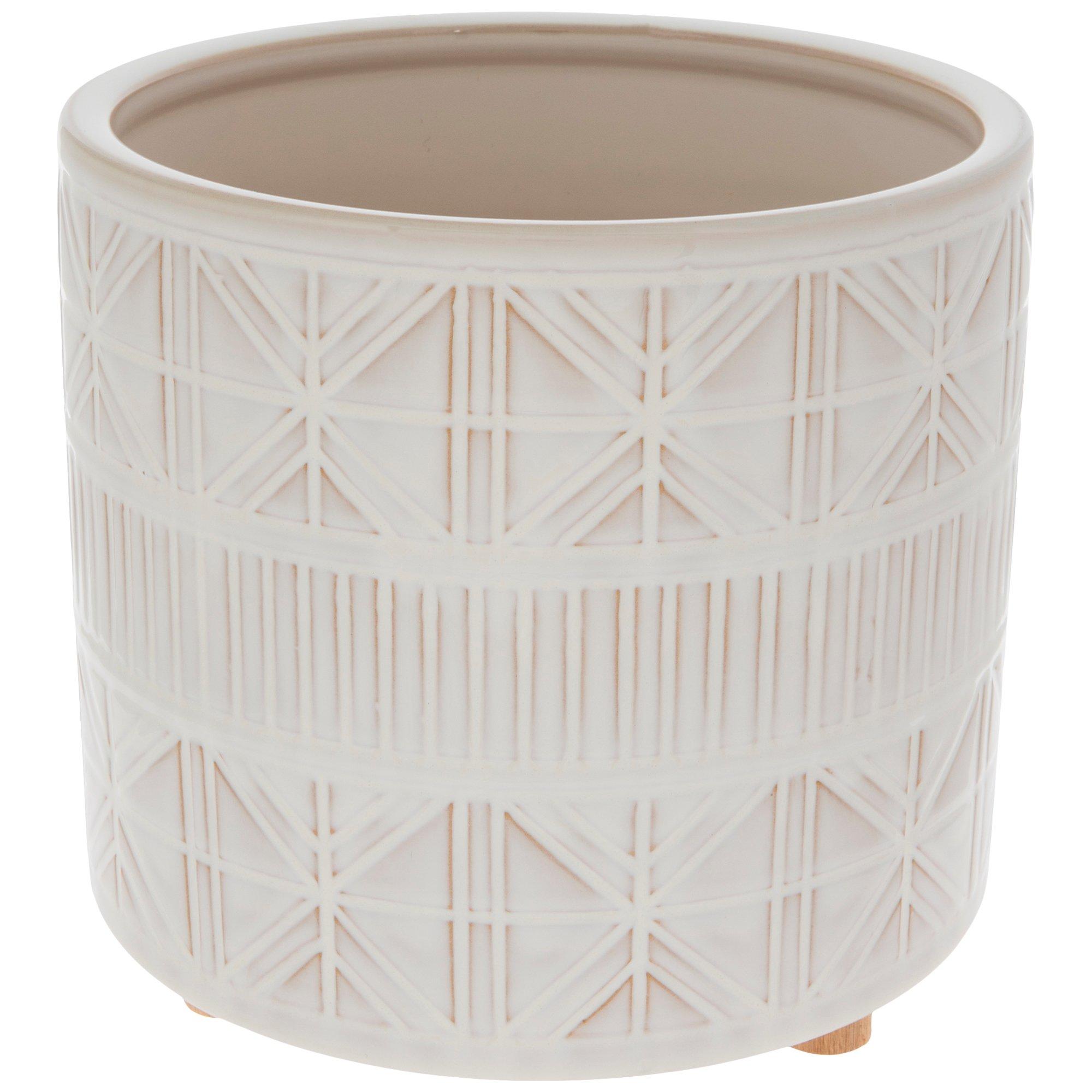 White Geometric Flower Pot Hobby Lobby 1933035