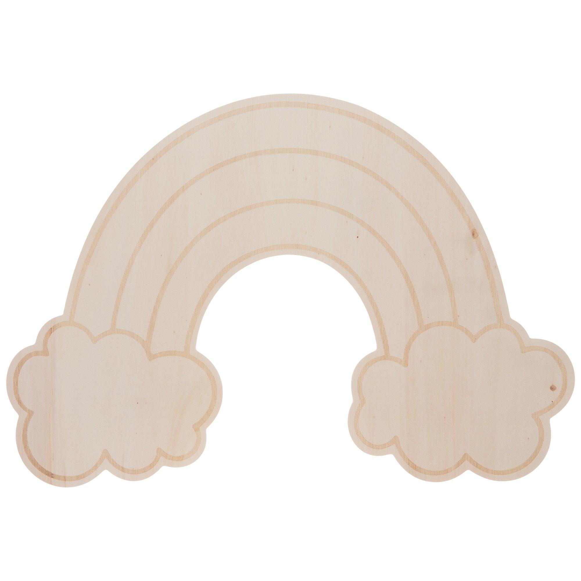 Rainbow with Clouds, Kids/Nursery Room Craft Shape, Paint By Line MDF Wooden  Craft, Unfinished Craft, DIY Craft Art, 