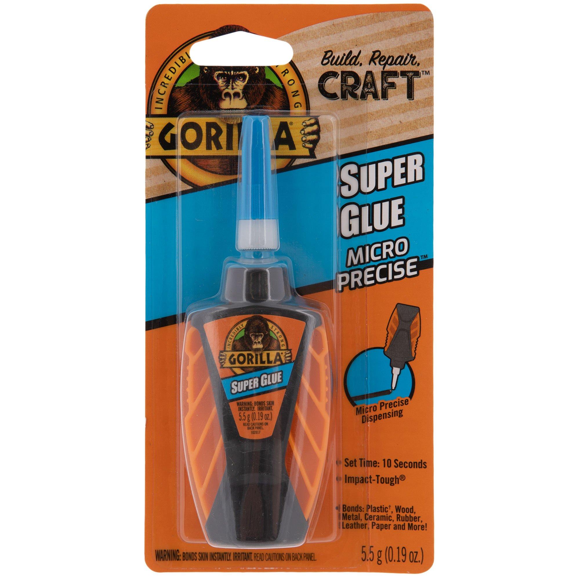 Gorilla Micro Precise Super Glue Gel, 5.5 Gram, Clear, (Pack of 1)